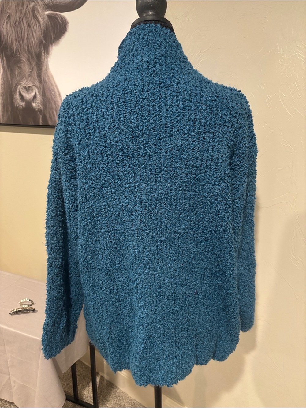 Coldwater Creek Teal Bouclé Turtleneck Sweater - Picture 2 of 4